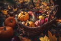 Thanksgiving fall autumn cornucopia. Generative AI Royalty Free Stock Photo