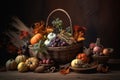 Thanksgiving fall autumn cornucopia. Generative AI Royalty Free Stock Photo