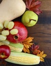 Thanksgiving Fall Autumn Harvest Wood Background. Royalty Free Stock Photo