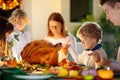 Thanksgiving family dinner. Roasted turkey meal Royalty Free Stock Photo