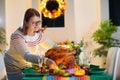 Thanksgiving family dinner. Roasted turkey meal Royalty Free Stock Photo