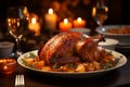 Thanksgiving Family Dinner: Traditional Roast Turkey Close Up