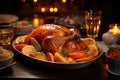 Thanksgiving Family Dinner: Traditional Roast Turkey Up Close