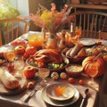 Thanksgiving feast, AI generated Illustration