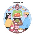 Thanksgiving Feast. Flat vector illustration.