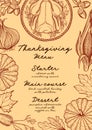 Thanksgiving food menu for holiday dinner celebration.