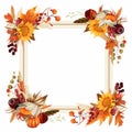 thanksgiving frame with flowers and leaves