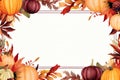 a thanksgiving frame with pumpkins and leaves