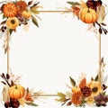 a thanksgiving frame with pumpkins and leaves