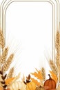 a thanksgiving frame with pumpkins and wheat