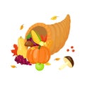 Thanksgiving full cornucopia illustration.