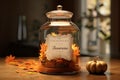 Thanksgiving gratitude jar filled with