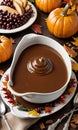 Thanksgiving A Gravy Boat Filled With Rich Brown Grav. Generative AI