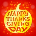 Thanksgiving greetings card. Red and gold. Vector illustration