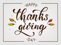 Thanksgiving hand lettering quote for cards, posters, banners