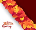 Thanksgiving holiday design concept. Americal traditional fall event. Red and orange leaves