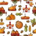 Thanksgiving Holiday Texture. Seamless Pattern. Vector. Royalty Free Stock Photo