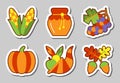 Thanksgiving icon sticker set isolated