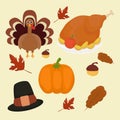 Thanksgiving icons set Royalty Free Stock Photo