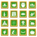 Thanksgiving icons set green Royalty Free Stock Photo