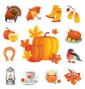 Thanksgiving icons set.