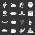 Thanksgiving icons set grey vector Royalty Free Stock Photo
