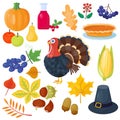 Thanksgiving icons vector set Royalty Free Stock Photo