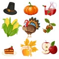 Thanksgiving icons vector set Royalty Free Stock Photo