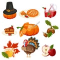 Thanksgiving icons vector set. Royalty Free Stock Photo