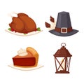 Thanksgiving icons vector set Royalty Free Stock Photo