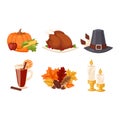 Thanksgiving icons vector set Royalty Free Stock Photo