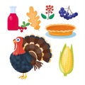 Thanksgiving icons vector set Royalty Free Stock Photo