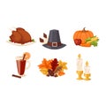 Thanksgiving icons vector set Royalty Free Stock Photo