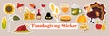 Thanksgiving icons vector sticker set. Autumn elements Royalty Free Stock Photo