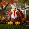 Thanksgiving inflatable turkey yard display, exterior home decor, seasonal decoration for thanksgiving day