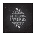 Thanksgiving label with text on chalkboard background