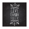 Thanksgiving label with text on chalkboard background Royalty Free Stock Photo