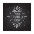 Thanksgiving label with text on chalkboard background