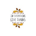 Thanksgiving label with text on white background