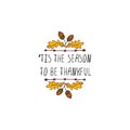 Thanksgiving label with text on white background