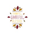 Thanksgiving label with text on white background