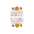 Thanksgiving label with text on white background