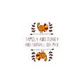 Thanksgiving label with text on white background