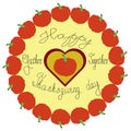 Thanksgiving lettering - Happy thanksgiving day, Gather together - hand-drawn lettering. Thanksgiving symbol - pumpkins circle Royalty Free Stock Photo