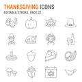 Thanksgiving line icon set