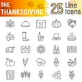 Thanksgiving line icon set, holiday symbols collection, vector sketches, logo illustrations, autumn signs Royalty Free Stock Photo