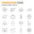 Thanksgiving line icon set