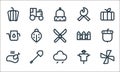 thanksgiving line icons. linear set. quality vector line set such as windmill, weather, chicken, scarecrow, shovel, teapot, fence