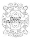 Thanksgiving mandala coloring page for adults. Royalty Free Stock Photo