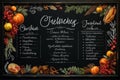 Thanksgiving menu chalkboard sign with a list of Royalty Free Stock Photo